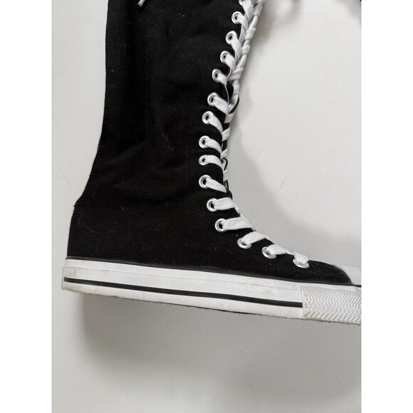 Women's Airwalk Knee High Black Canvas Lace Up Full Zip Shoes Sneakers Size 8 - Picture 2 of 8